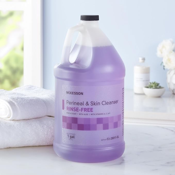 McKesson Perineal Skin Cleanser with Aloe, 1 Gallon [Pack of 4] Rinse-Free Body Wash for Incontinence or Ostomy Care, Fresh Scent