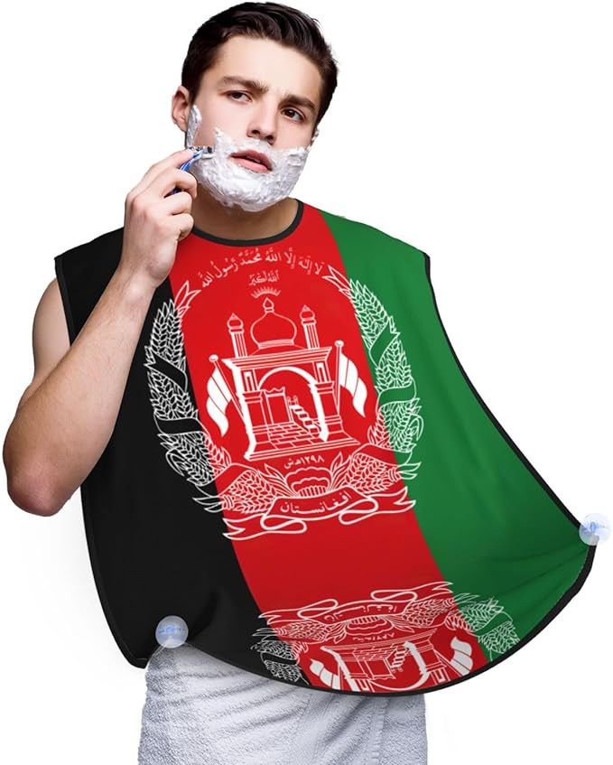 NOUZU Flag Of Afghanistan Print Beard Bib Apron For Men, Beard Hair Catcher For Men Shaving Trimming,Beard Cape Cloth