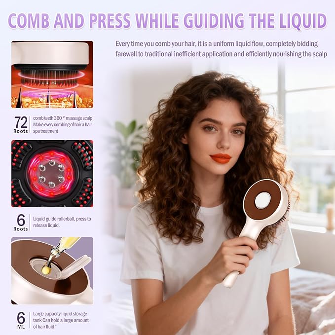 Gewaizhuan Scalp Massager, 3-in-1 Hair Oil Applicator, Cordless Electric Hair Massager, IPX7 Waterproof, Portable Scalp Brush for Hair Growth & Dandruff Removal, Salon Home & Travel Use, White