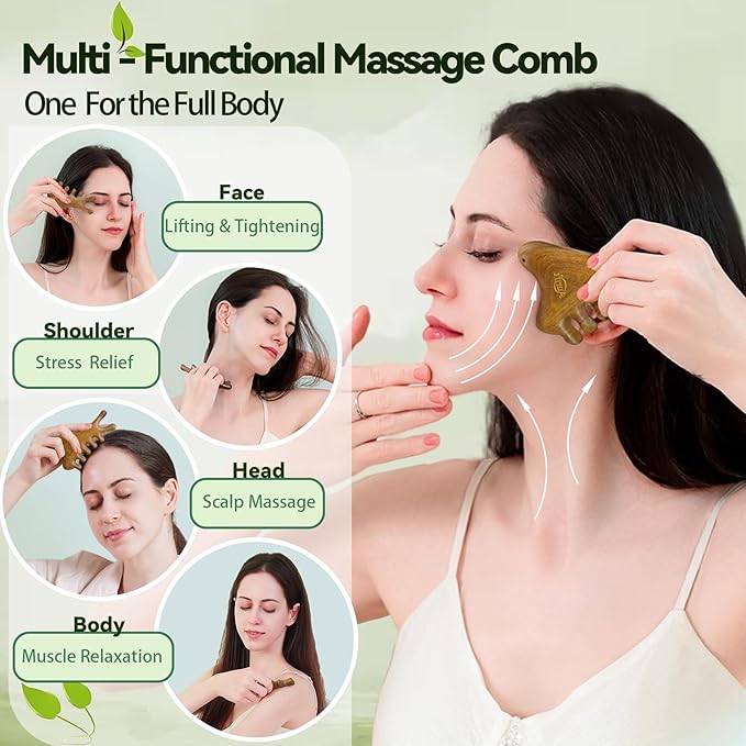 Aurift Mother’s Day Gift for Mom – Face Roller & Gua Sha Facial Tool in Premium Box – Wooden Face Massage Tool for Relaxation & Self Care, Stress Relief Gift for Women & Her