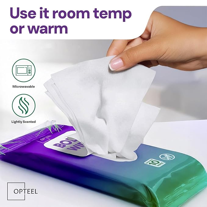 OPTEEL Super Thick Bath Shower Wipes, Softly Scented, Pre Moistened 80ct
