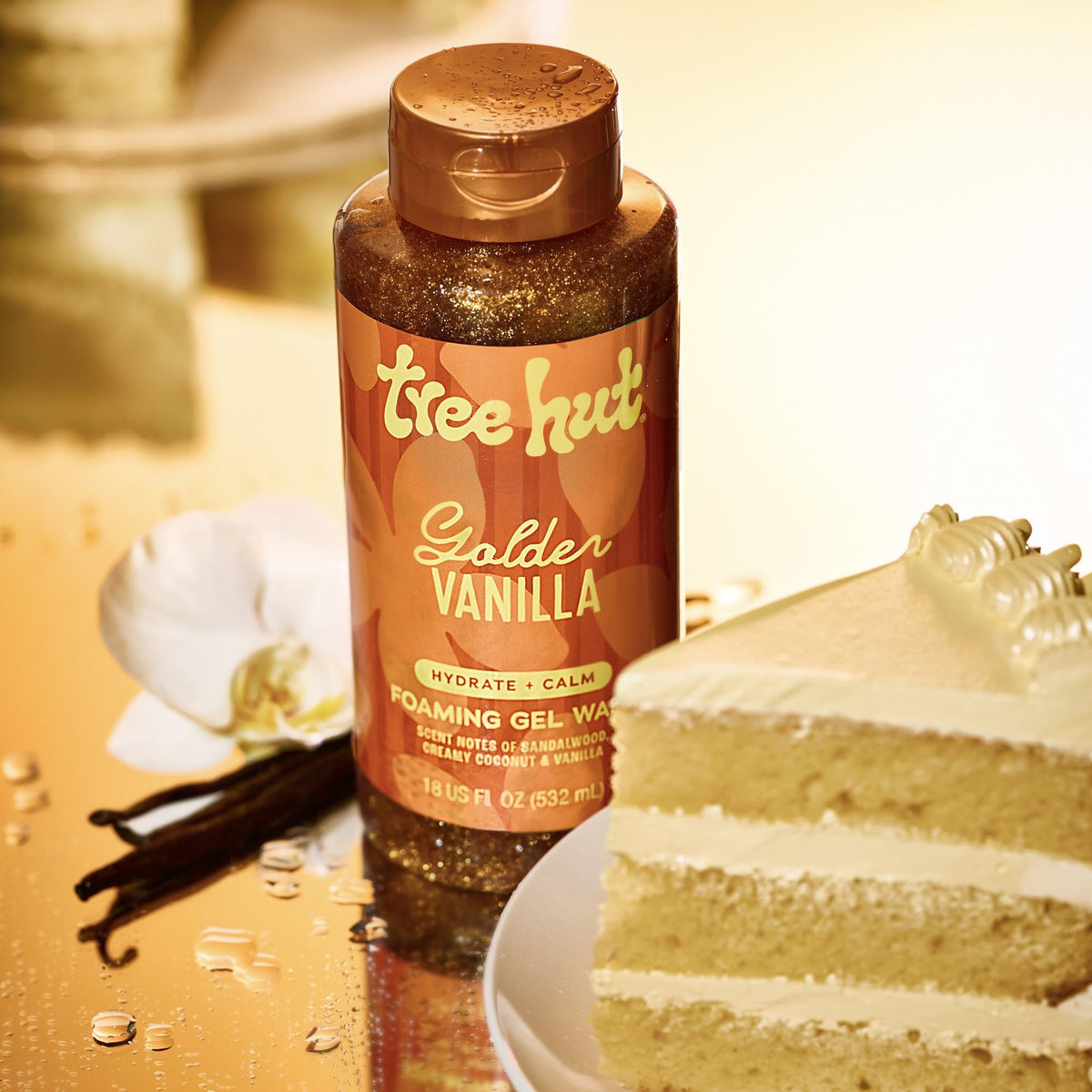 Tree Hut Golden Vanilla Foaming Body Wash, 18 Fl Oz