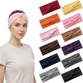 Stretchy Wide Headbands for Women - 12 Pcs Non Slip, Absorbed Sport Headband Soft Twist Knotted Headbands for Daily Life Yoga Workout (12 Color2)