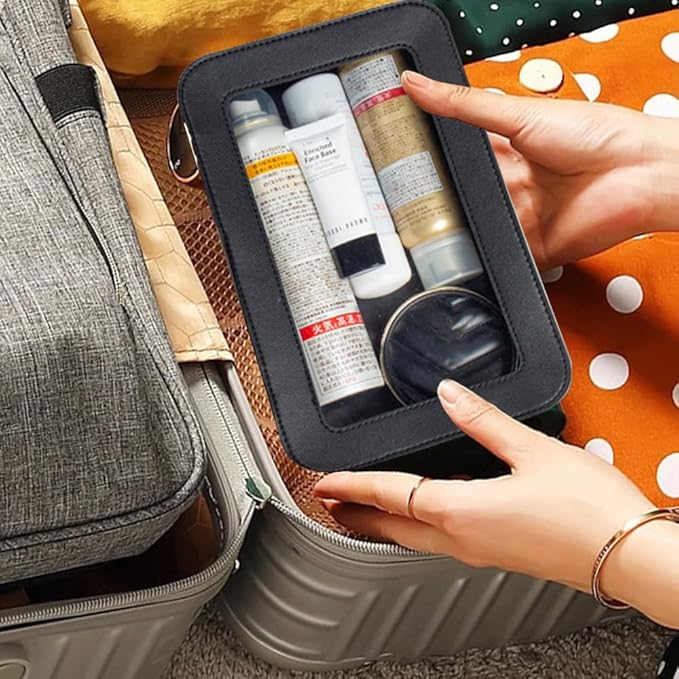 Clear Makeup Bag Organizer, TSA Approved Portable Travel Toiletry Bag Clear Cosmetic Bag Case Small Make Up Bag Mini Makeup Pouch for Purse Transparent Car Essentials for Women Men