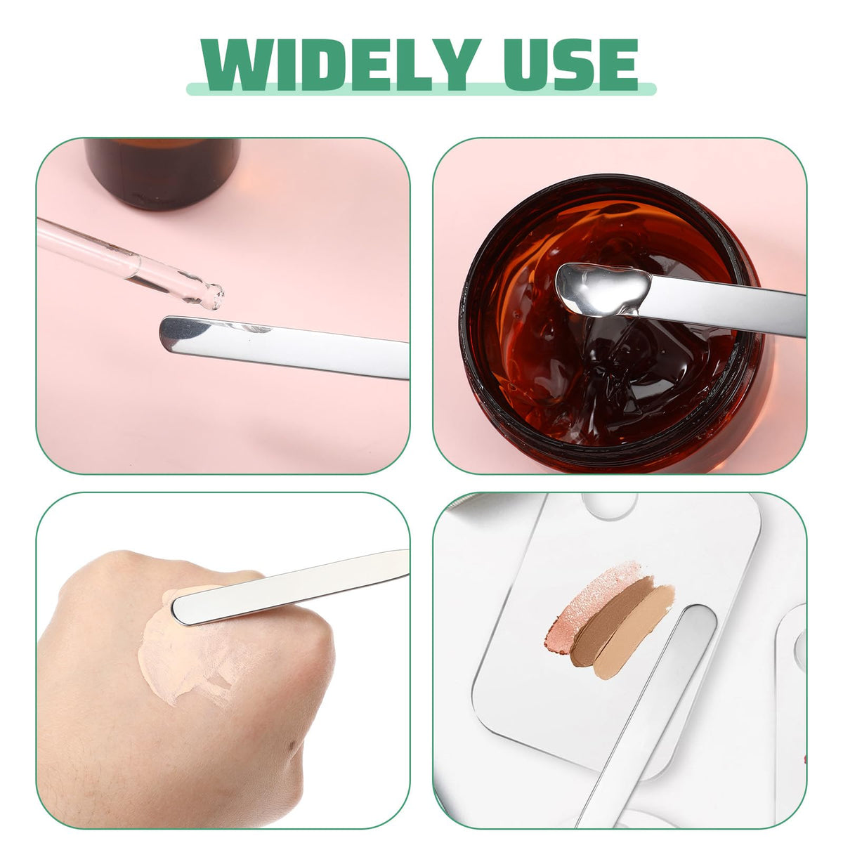 3 Pcs Metal Makeup Spatula Applicator Foundation Spatula Kit Stainless Steel Cosmetic Spatulas Beauty Face Cream Applicator Double Edged Face Mask Spatulas for Application Foundation