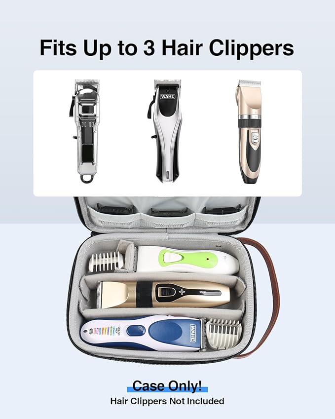 Luxtude Hair Clipper Case, Portable Barber Travel Cases for Trimmers, Guards & Accessories, Fits Wahl, Andis, Hatteker, Oneisal Grooming Tools (Case Only)