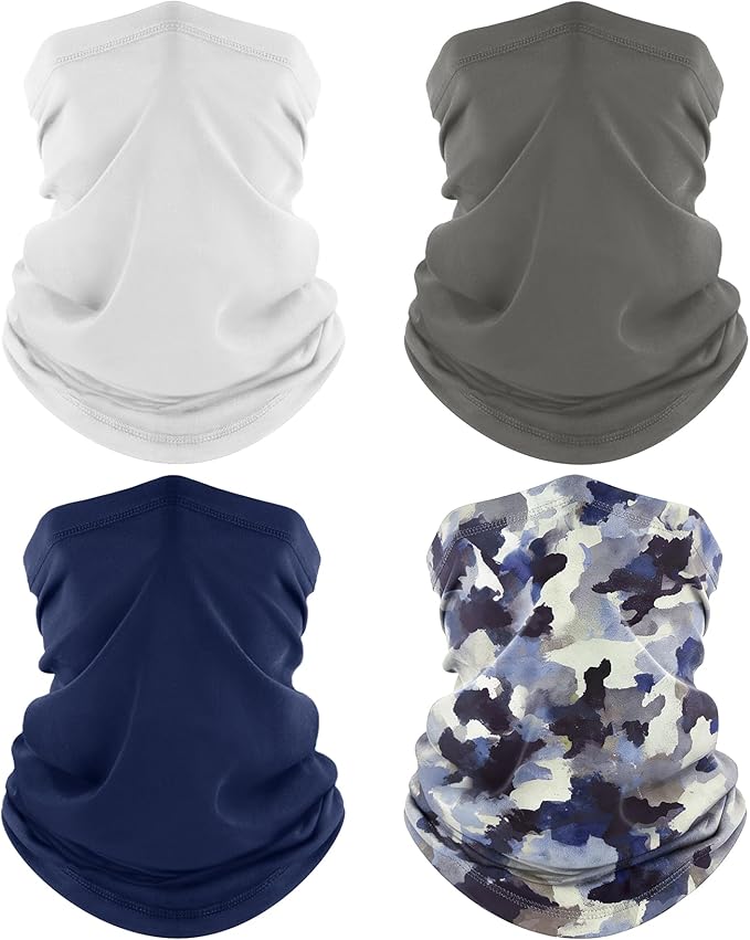 ROXUN Neck Gaiter, 4 Pack Summer Cooling Breathable Face Mask for Outdoors