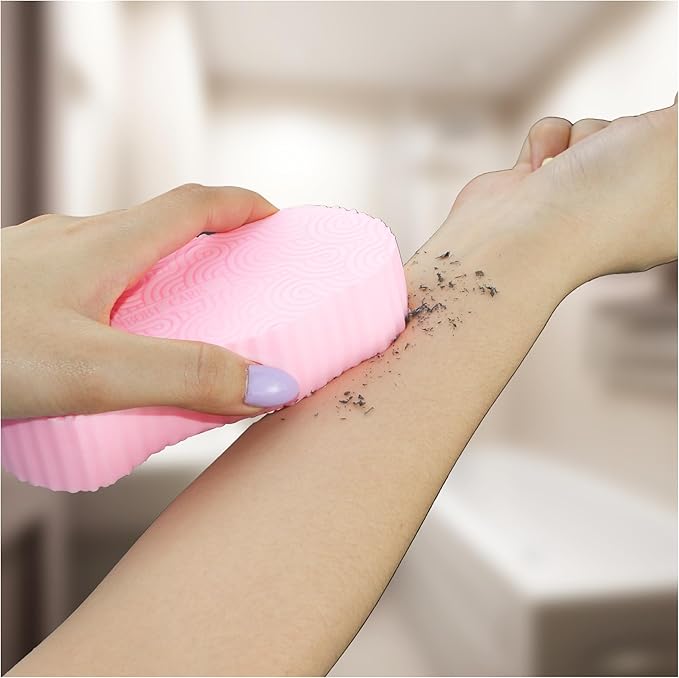 Magic Exfoliating Bath Sponge, 3D Super Soft Exfoliating Bath Sponge, Skin Friendly and Reusable for Adults Children and Pregnant Women Alternative to exfoliating Gloves (Blue + Pink)