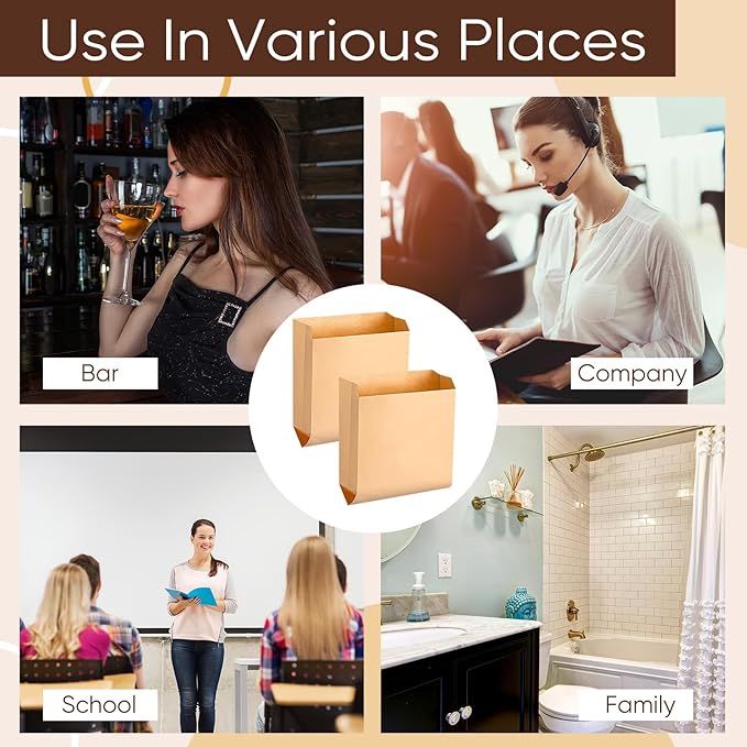 Thenshop 400 Pcs Waxed Kraft Feminine Hygiene Liner Bag, Business Restroom Bathroom Personal Dispensers 7.5 x 10" Waste Receptacle Paper Liners, Sanitary Napkin Disposal Bags, Kraft Bag