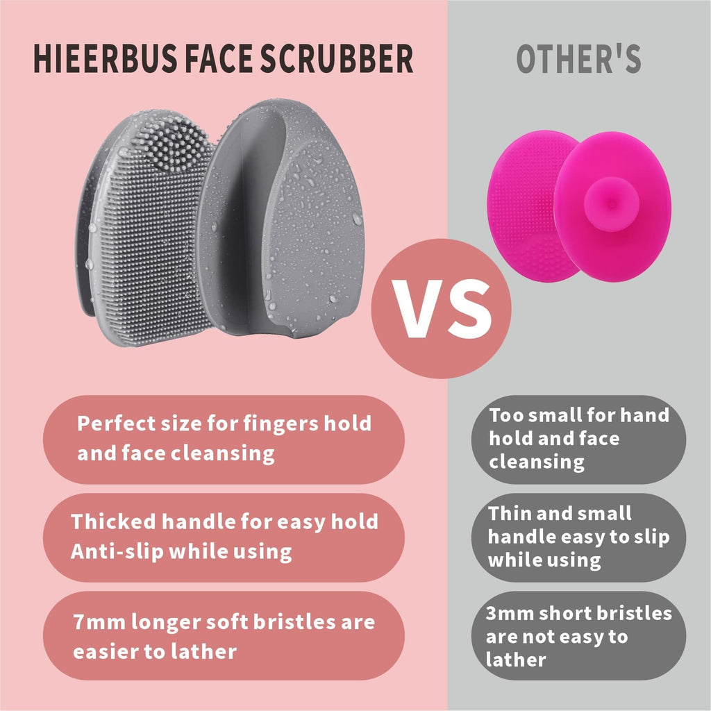 HIEERBUS Silicone Face Scrubber,2 Pack Face Scrubber for Women Men, Manual Face Exfoliator Brushes Scrubber,Facial Cleansing Brush for Exfoliating Blackhead Remover Acne Pore Cleansing Massaging