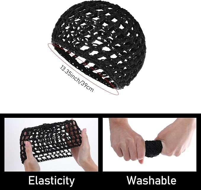 Wig Cap Thick Long Hair Caps Adjustable Net Mesh Braided Weaving Making Crochet Sew Weave Fishnet Grip Headband