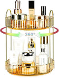 Niluks 360 Rotating Makeup Organizer - Large Capacity Spinning Perfume & Cosmetic Skincare Holder for Vanity & Countertop (Vibrant Orange, 2 Tier)