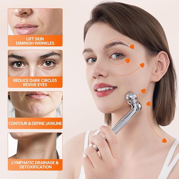 InfiniteRelax Face Roller Set, Cooling Gua Sha Facial Tools && Eye Roller