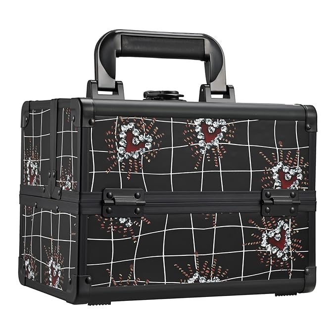 Joligrace Makeup Case Organizer Makeup Box Cosmetic Train Case with Mirror