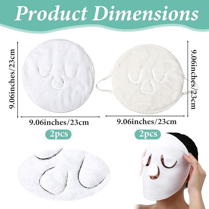 Face Steaming Towel 4 Pack Reusable Facial Steamer Spa Towel 2 in 1 Cold Hot Compress Towels Cotton Face Mask with Headband Beauty Skin Care Spa Towels for Women Girls Beauty Salons Home