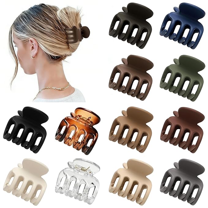 Sisiaipu 12Pcs Hair Clips for Women 1.8 Inch Small Claw Clips for Thin Hair Medium Hair Claw Clips for Thick Hair Accessories for Women Girls (Transparent)