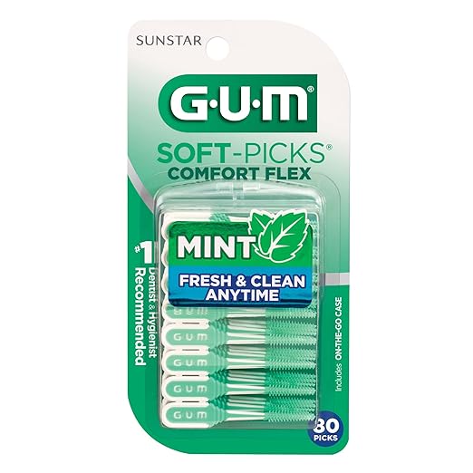 GUM Soft-Picks Comfort Flex Mint – Easy-to-Use Interdental Picks for Plaque Removal & Gum Health with Convenient Carry Case, Dentist Recommended, 80 Count