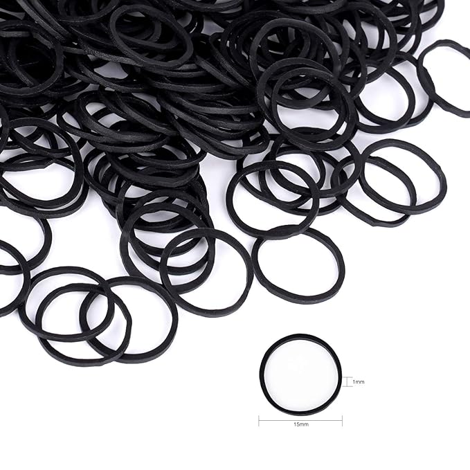HOYOLS 1/2 Inch Small Black Rubber Bands for Hair Ties Elastics Mini Braids Ponytail Holders for Girls Thick Hair No Damage 1000pcs (S)