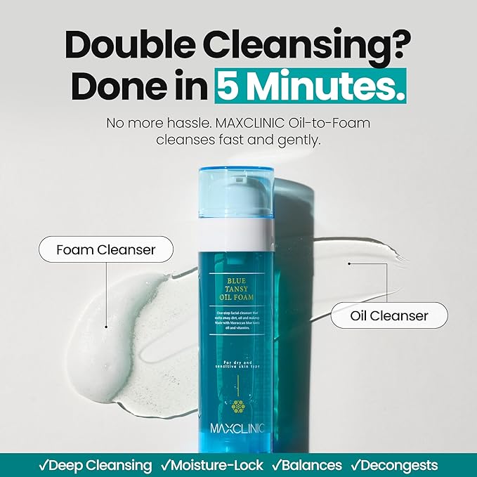 [K-Beauty] Blue Tansy Oil to Foam - All-in-One Korean Face Wash Oil-Based Foaming Facial Cleanser - Excess Sebum & Oil Control - Gentle Makeup Deep Cleansing Oil for Oily Skin Types 3.88 fl oz