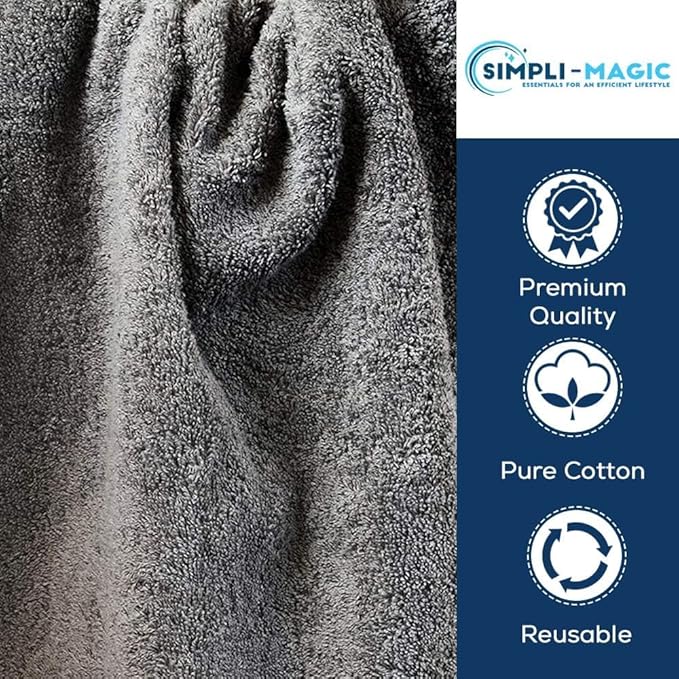 Simpli-Magic Cotton Hand Towels 16"x27" (12 Pack) – Soft Towels for Bathroom, Kitchen, Salon & Gym (Gray)