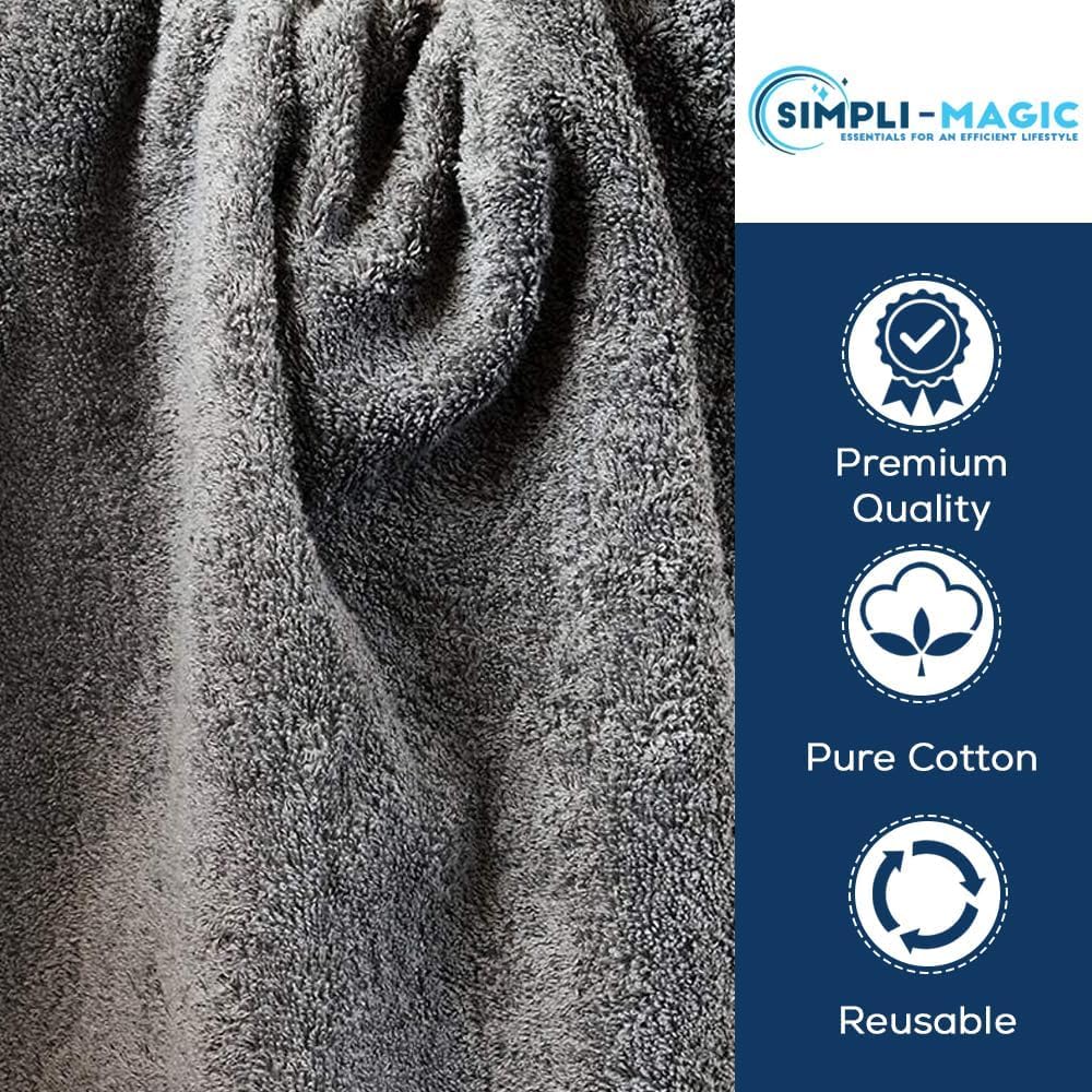 Simpli-Magic Cotton Hand Towels 16"x27" (12 Pack) – Soft Towels for Bathroom, Kitchen, Salon & Gym (Gray)