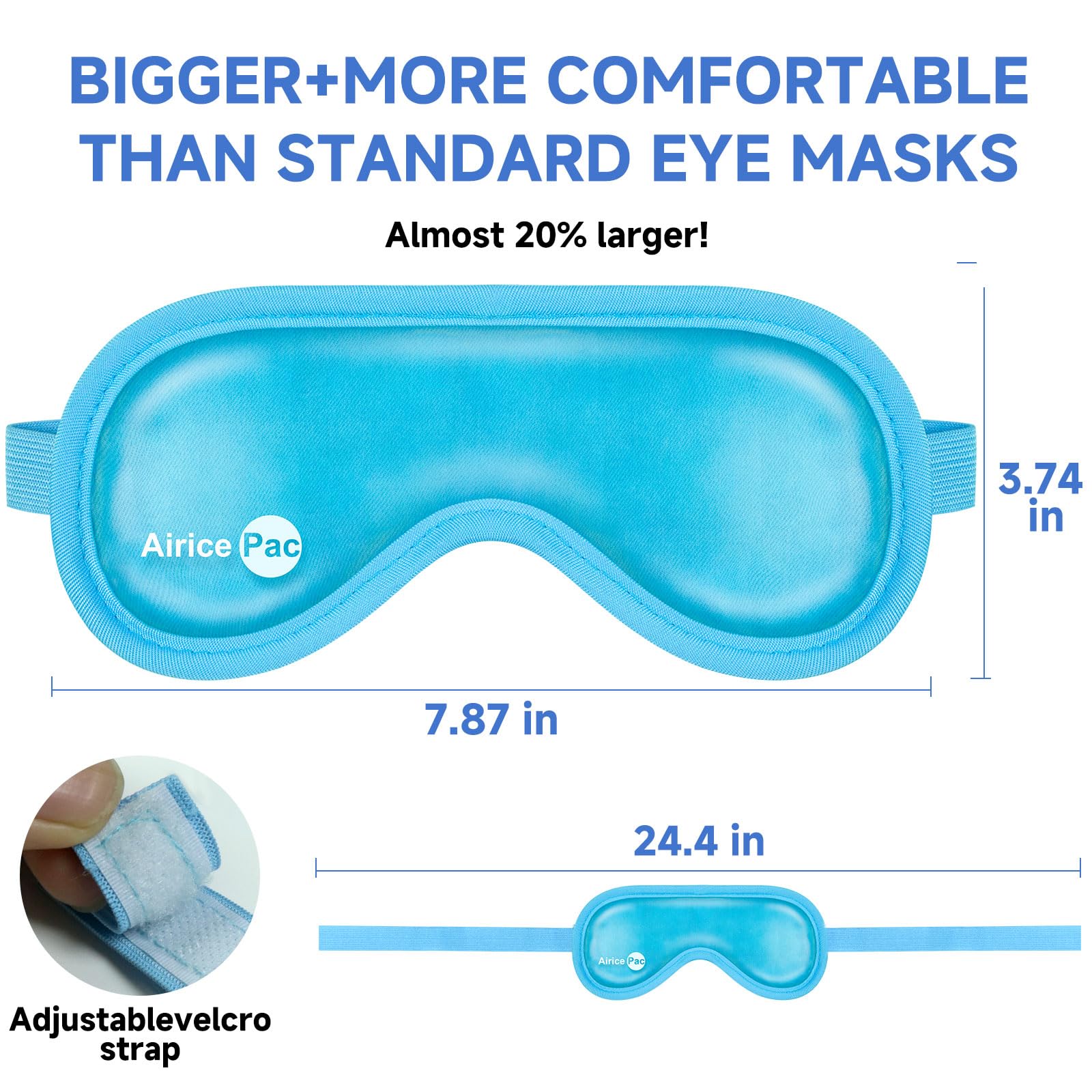 AiricePac Cold Eye Mask Cooling Eye Mask for Dry Eyes, Gel Eye Mask Eye Ice Pack Reusable Cold Eye Compress for Dark Circles, Migraines, Eye Surgery, Skin Care