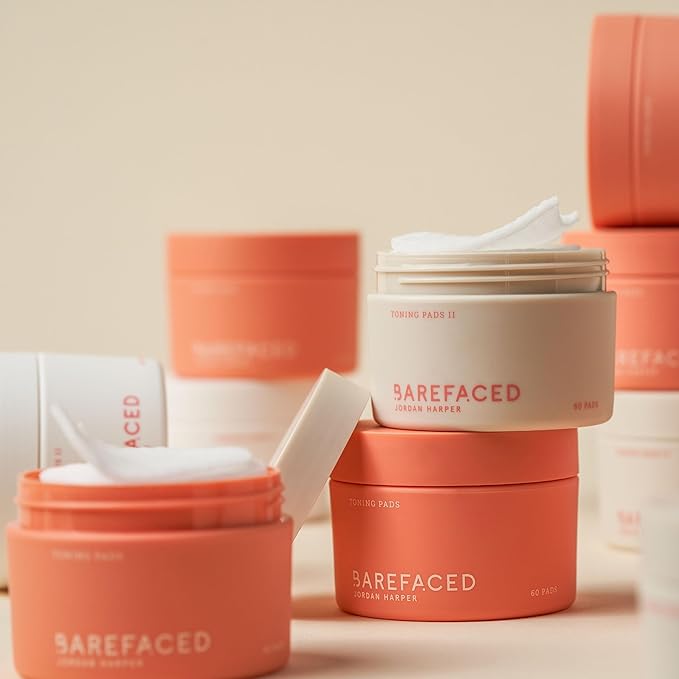 Barefaced Toning and Exfoliating Pads | Glycolic and Salicylic Acid Face Wipes for Blemishes, Dark Spots, and Uneven Texture | Daily Resurfacing Peels for Clear, Glowing Skin (60 Pads)