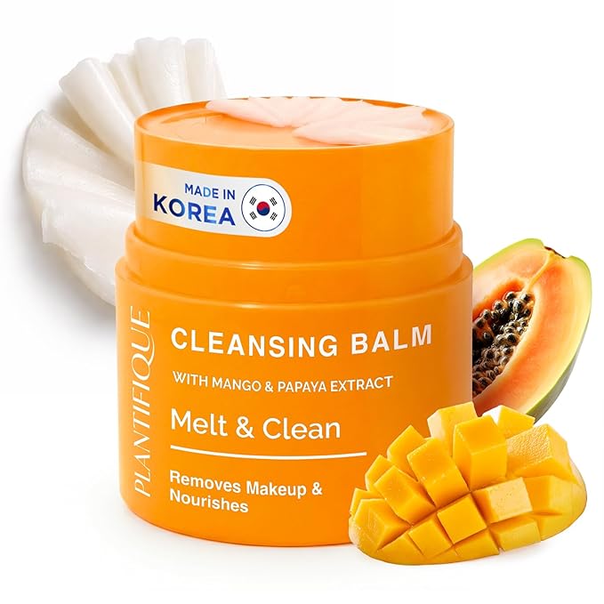 PLANTIFIQUE Korean Cleansing Balm – Hydrating Makeup Remover with Hyaluronic Acid & Ceramides – Oil Based Face Cleanser - Removes Waterproof Makeup & Sunscreen, Balsamo Desmaquillante 1.41 oz / 40g