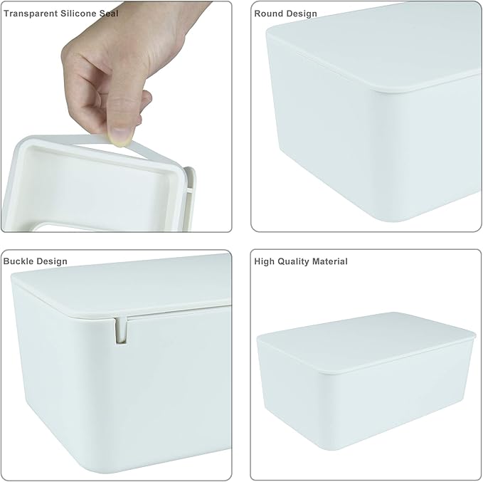 Diaper Wipes Dispenser, Tissue Storage Box Case (White)