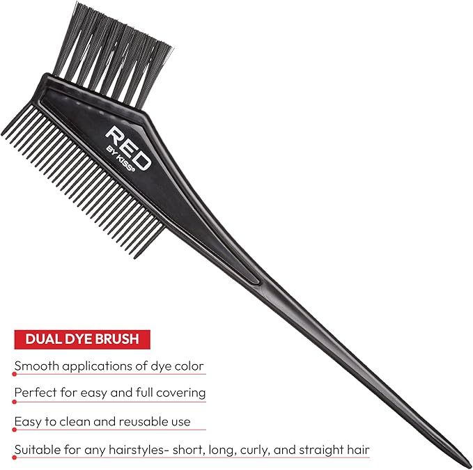 Red by Kiss Hair Coloring Kit, Hair Bleach Set - Mixing Bowl & Dye Brush (3PCS)