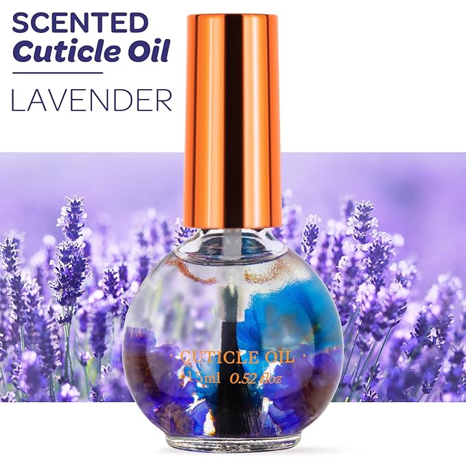 Cuticle Oil, Lavender Cuticle Nail Oil Infused with Real Flowers 15ml