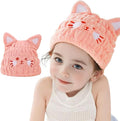 LCBD Microfiber Hair Towel Wrap for Kids, Pink Cat Dry Hair Cap Suck Water, Absorbent Quick Girls Boys Hair Drying Towel, Lightweight Bouncy Hat Headscarf