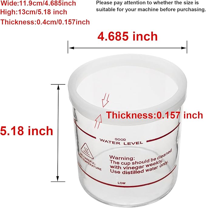 Elitzia Accessories Transparent Glass Steamer Jar Spare Parts of Facial Steamer ETBL1(Height 13cm)