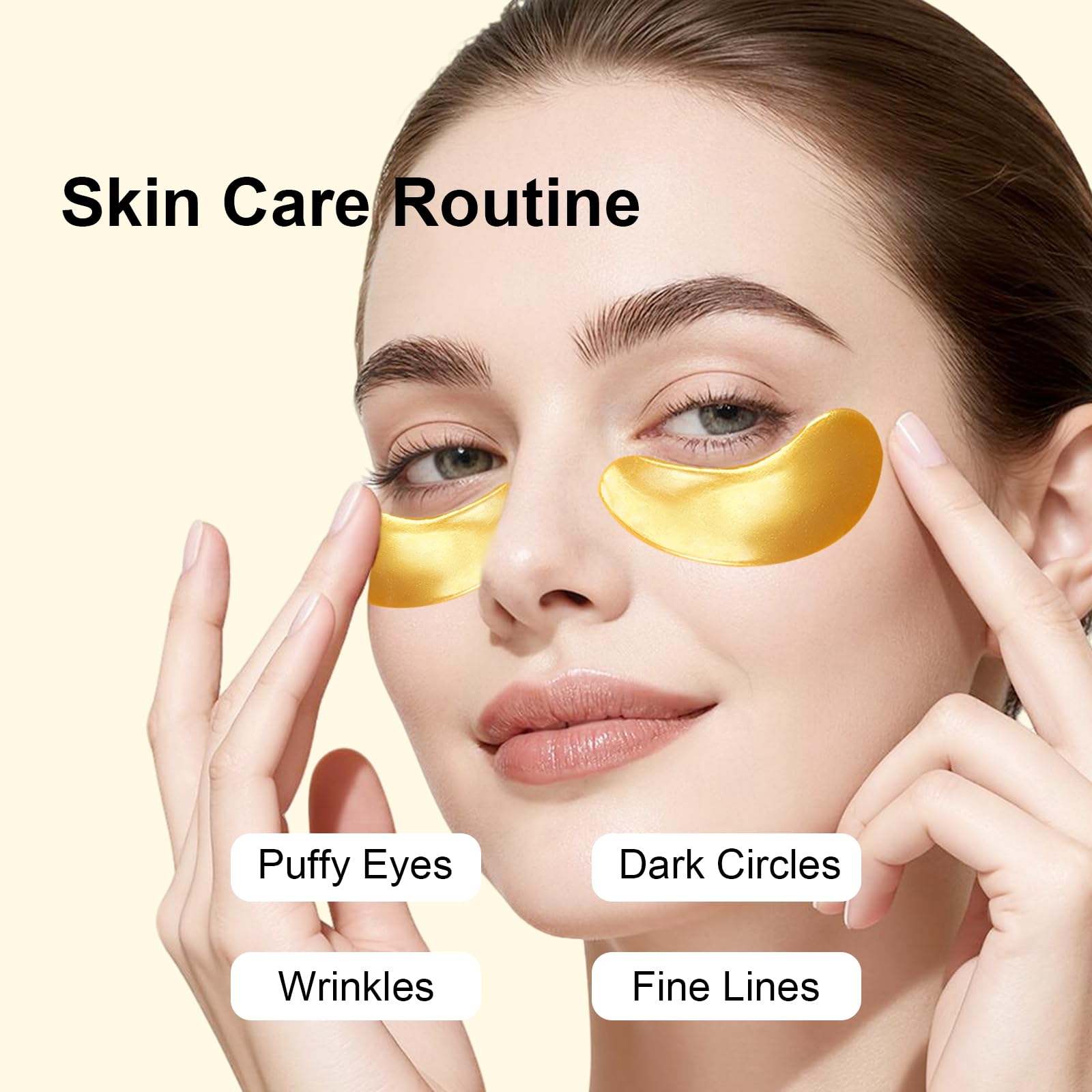 Permotary 30 Pairs Crystal Collagen Under Eye Mask, Gold Gel Collagen Eye Pad For Moisturizing, Reducing Dark Circles & Puffy Eyes (Gold)