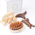EULOGIST 4Pcs Wood Therapy Massage Tools Lymphatic Drainage Massager Wooden Massager Body Sculpting Tools for Body gua sha,Anti-Cellulite,Pain Relief