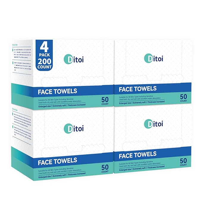 Ditoi Disposable Face Towels XXL, Soft Deep-Cleansing Face cloths,200 Count
