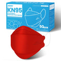akgk KN95 Face Masks 50 Pack, 5-Ply Disposable Red Face Mask Against PM 2.5 Smoke & Dust, Filtration Efficiency 95%