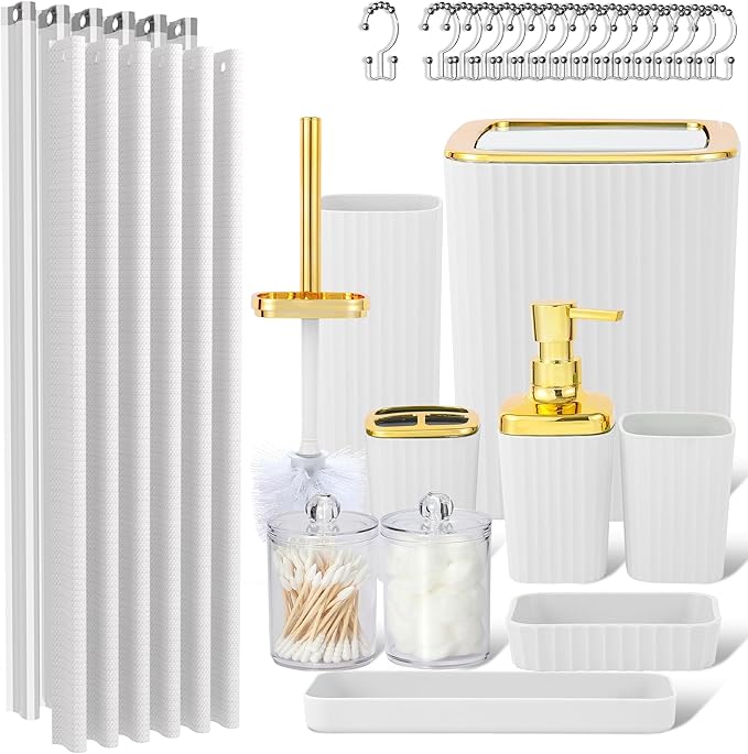 23 PCS Black Bathroom Accessories Set丨Shower Curtain Bathroom Accessory