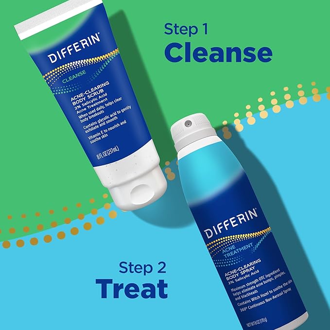 Differin Acne Body Scrub, Salicylic Acid for Back & Chest Treatment, 8 oz