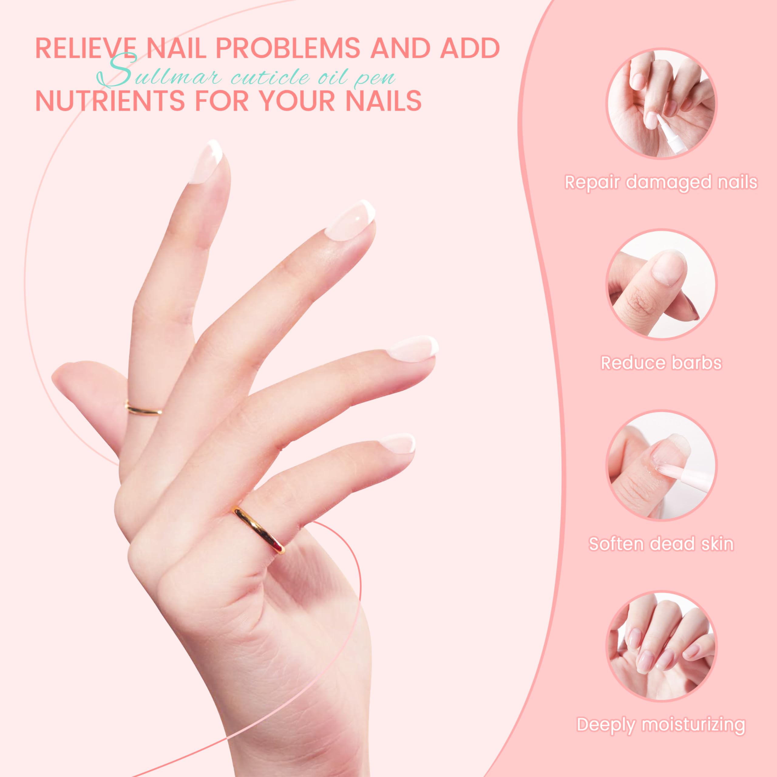 SULLMAR Nail Oil Cuticles Pens 8pcs Nail Care Kit 8 Smell Cuticle Pen Nutrition Oil Nail Art Professional Manicure Set for Nails Softener Nourish Skin