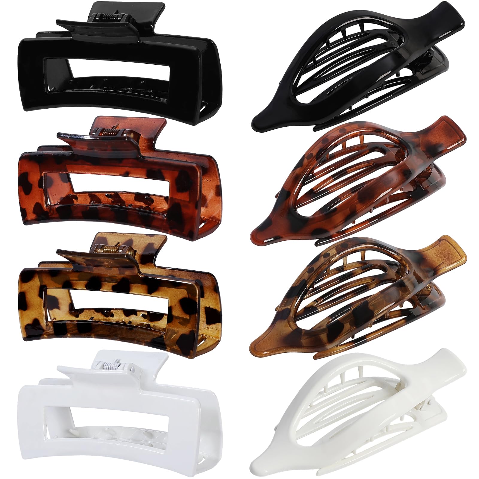 CHANDAT Hair Clips for Women, Flat Hair Clips, 8 pcs, 2style - Leopard