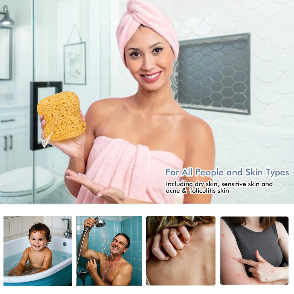 Azymi Shower Sponge for Women Men Body Wash & Exfoliation 4-Pack