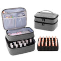 AGX Bravo Travel Nail Polish Organizer Double Layer Carrying Case for Fingernail Polish, Holds 30 Bottles with Dividers Portable Large Storage Case for Gel Nail Polish Holder, Grey (BAG ONLY)
