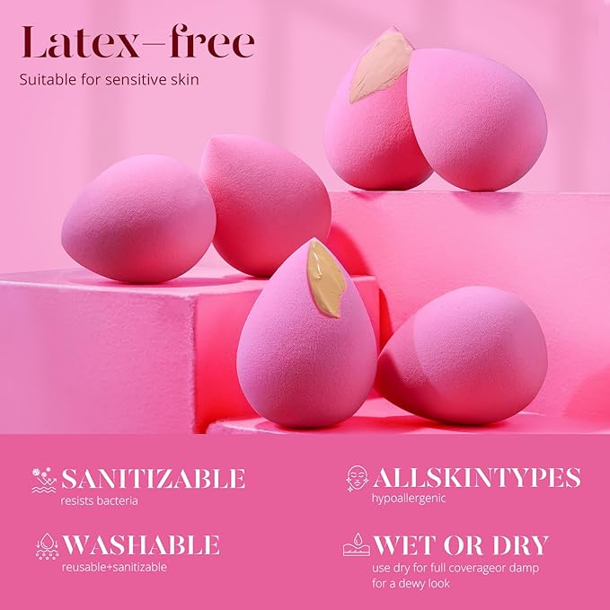 BEAKEY Makeup Sponge Set of 6, Super Soft Beauty Sponges for Foundation