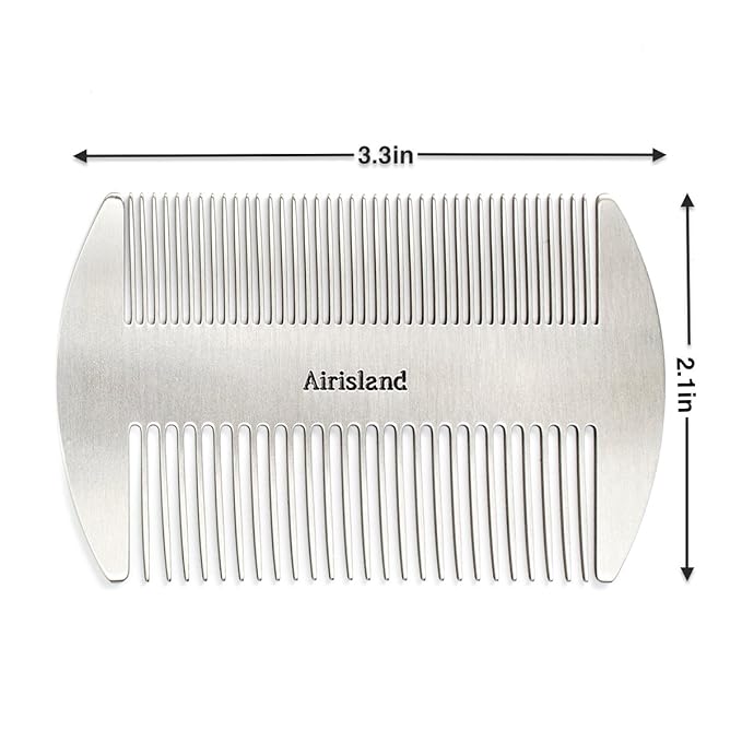 Airisland Dual Action Stainless Steel EDC Credit Card Size Wallet Comb - Anti-Static Hair and Beard Comb for Men