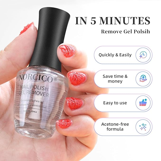 Gel Polish Remover, Professional Gel Remover for Nails, Quick & Easy Polish Remover In 3-5 Minutes, No Need for Foil Soaking Or Wrapping-30ml