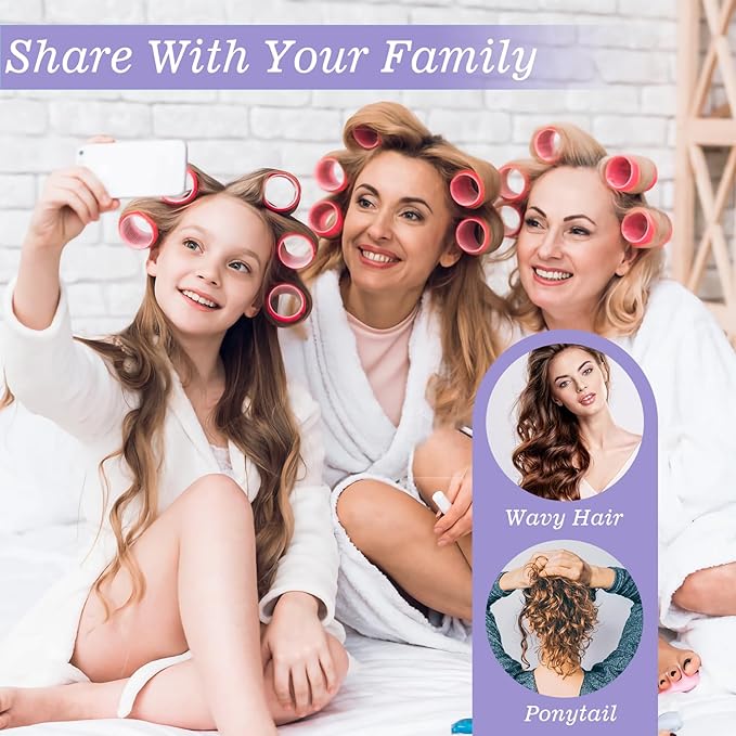5 Size Hair Rollers, 72Pcs Roller Set, Hair Curlers for Blowout Look Long, Short Hair, Jumbo Large Big Small 30 Hair Rollers, 40 Roller Clips, Tail Comb, Storage Bag