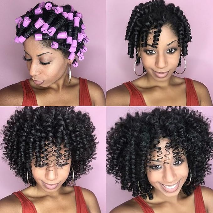 FEEL ME 30Pcs Purple Perm Rods for Long Short Hair, Plastic Cold Wave Rods, Non-Slip, Heatless, Medium Size