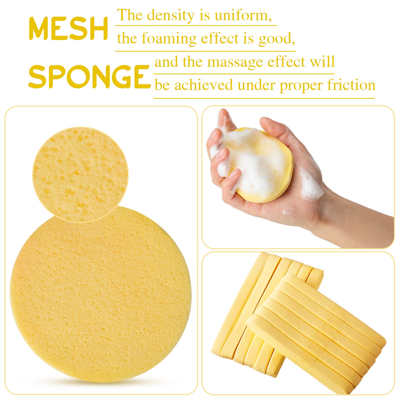 Foaincore 600 Pcs Compressed Facial Sponge Round Facial Sponge for Estheticians Face Sponges for Cleansing Makeup Removal Wash Pads Disposable Sponges for Women Spa Exfoliating (Yellow)