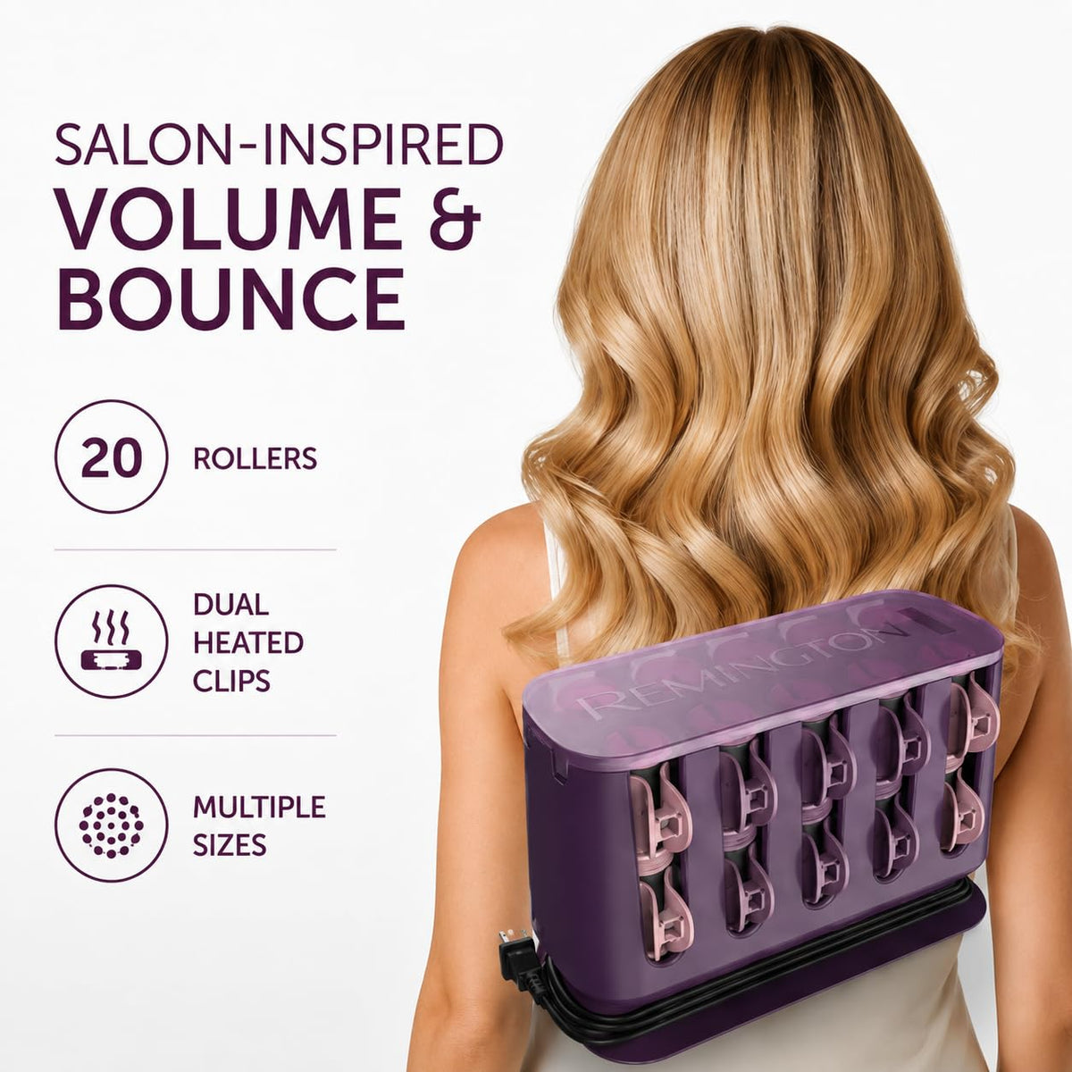 Remington Thermaluxe Hot Rollers, Hair Setter Curlers, 20-Piece Set